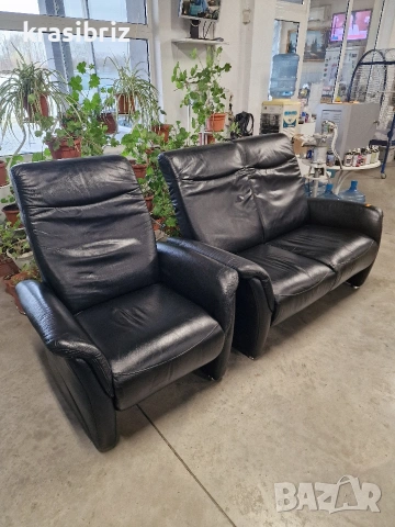 К-т Релаксиращ Диван+Фотьойл Естествена кожа-внос от Германия!, снимка 2 - Дивани и мека мебел - 53944816