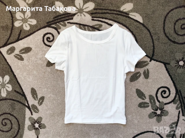 Нова бяла изчистена блузка с къс ръкав , снимка 2 - Тениски - 51072548