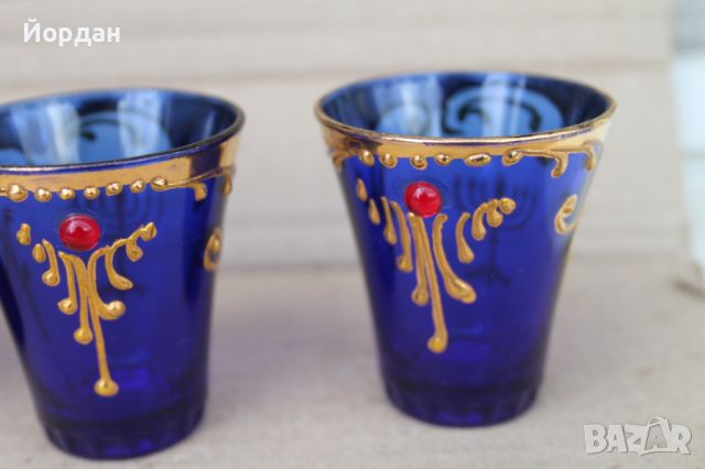 Италиански стъклени чаши с позлата, снимка 4 - Антикварни и старинни предмети - 45584326