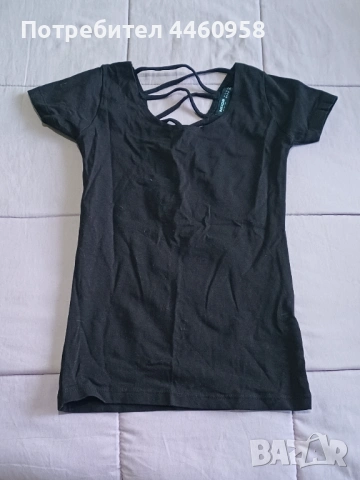 Дамска черна тениска ., снимка 2 - Тениски - 54157122