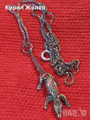 ФИНА ИТАЛИАНСКА СРЕБЪРНА ВЕРИЖКА с АРТ ВИСУЛКА СРЕБЪРЕН КРОКОДИЛ - СРЕБРО 925 РЪЧНА РАБОТА 45590, снимка 15 - Колиета, медальони, синджири - 50023612