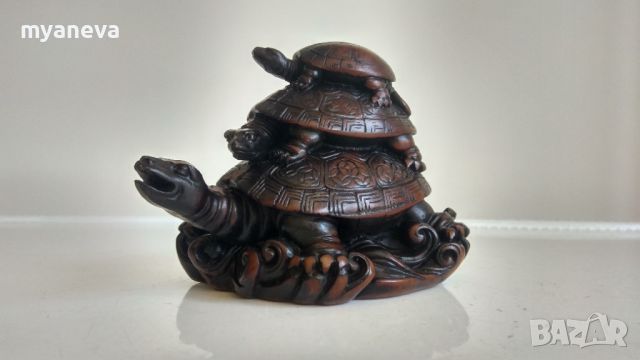 Китайска статуетка семейство костенурки. Символ на мъдрост, дълголетие и сплотеност. , снимка 3 - Статуетки - 46247362