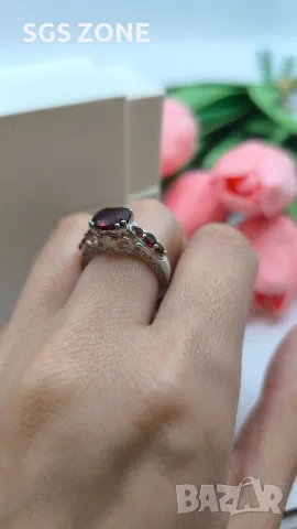 Сребърен Перфектен Кушън Пръстен с Естествени Камъни💎, снимка 9 - Пръстени - 49892576