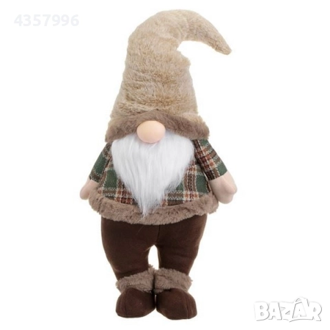 Коледна фигура - гном с кафяво карирано палто, кафяви панталони, 72см, снимка 4 - Декорация за дома - 52392883