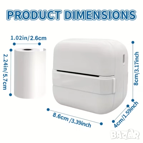 Безжичен мини термален принтер, снимка 4 - Друга електроника - 52029916