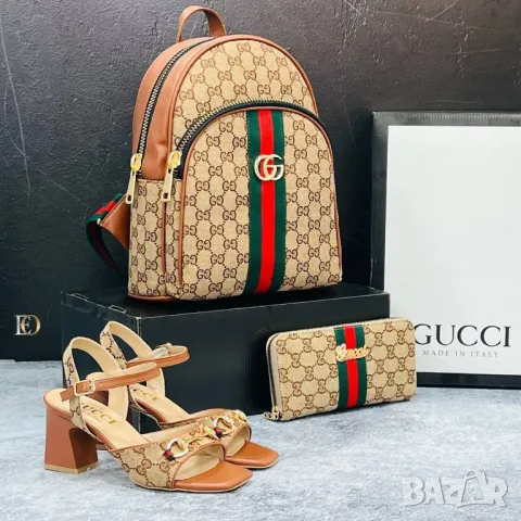 дамски сандали на ток, чанта / раница и портмоне gucci , снимка 11 - Чанти - 46941108