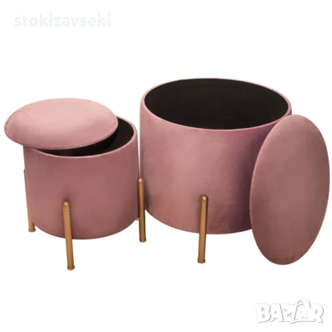 Плюшена табуретка с място за съхранение, 2 размера