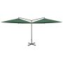 vidaXL Двоен чадър със стоманен прът, зелен, 600 см（SKU:312562