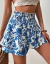 Къси панталони с висока талия и флорални мотиви, снимка 2