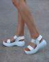 🤍Кожени бели дамски сандали на платформа🤍