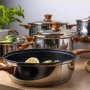 Комплект съдове за готвене от 12 части – Неръждаема стомана, равномерно нагряване и лесна поддръжка, снимка 3