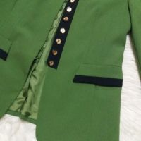 СТИЛНО и ЕЛЕГАНТНО зелено сако с тъмносини акценти с 43% ВЪЛНА, снимка 3 - Сака - 45078488