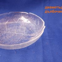Стъклени купички под формата на листо за студени мезета, релефни, 6 бр, снимка 2 - Прибори за хранене, готвене и сервиране - 44949704