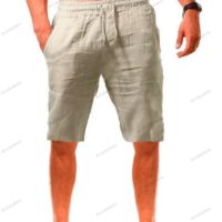 Летни мъжки свободни ленени дишащи изрязани панталони, 8цвята , снимка 8 - Къси панталони - 45375781
