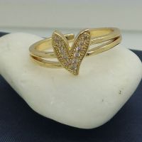 Позлатен дамски пръстен Сърце медицинска стомана модели, снимка 8 - Пръстени - 45198247