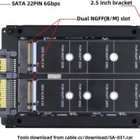 Chenyang M.2 SATA SSD към 2,5 инча SATA адаптер, двоен NGFF B+M ключ НОВО, снимка 2 - Друга електроника - 45854147