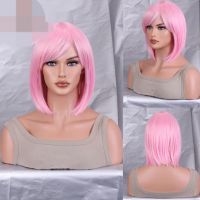 Аниме розова перука каре на черта с бретон, снимка 4 - Аксесоари за коса - 45424142