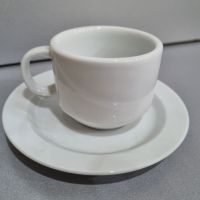 Порцеланови чаши за кафе с чинийка 6 броя! Бял порцелан 80ml! Изчистен сервиз за кафе за заведение, снимка 1 - Сервизи - 45415613