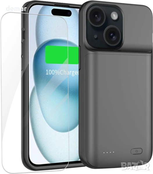YISHDA калъф с батерия за iPhone 15 (6.1 инча), 7000mAh тънък, снимка 1
