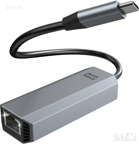 Minthouz USB C към Ethernet адаптер, 5G кабелен мрежов адаптер, алуминиев RJ45, снимка 1