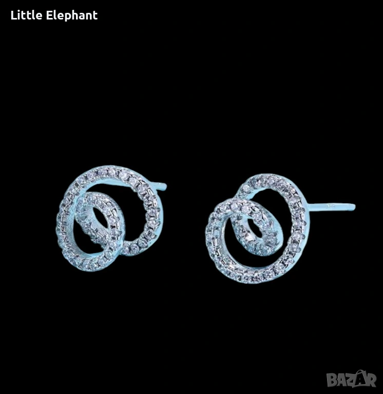 Pre order Елегантни сребърни обеци „Двойна прегръдка“/нови, снимка 1