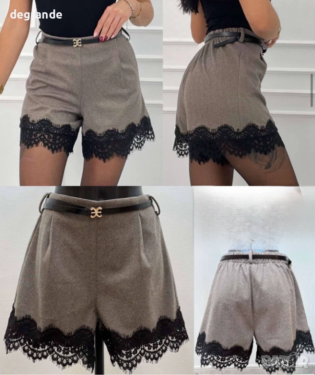 Ефектни къси панталонки с дантела, снимка 1