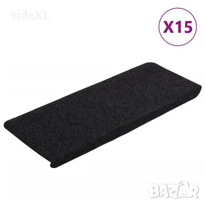 vidaXL Самозалепващи стелки за стълби, 15 бр, 65x24,5x3,5 см, че（SKU:343478）рни, снимка 1