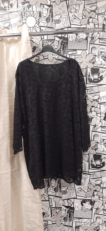 Макси Блуза от Мека Дантела в черно!Размери 60 и 62!, снимка 1