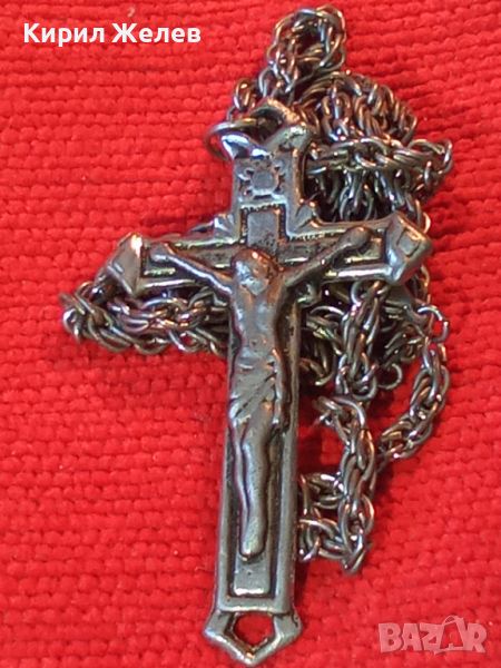 ПОСРЕБРЕНО ГОТИК-СТИЛ РАЗПЯТИЕ КРЪСТЧЕ с КРАСИВА ВЕРИЖКА РЕТРО ПЛЕТКА 8736, снимка 1