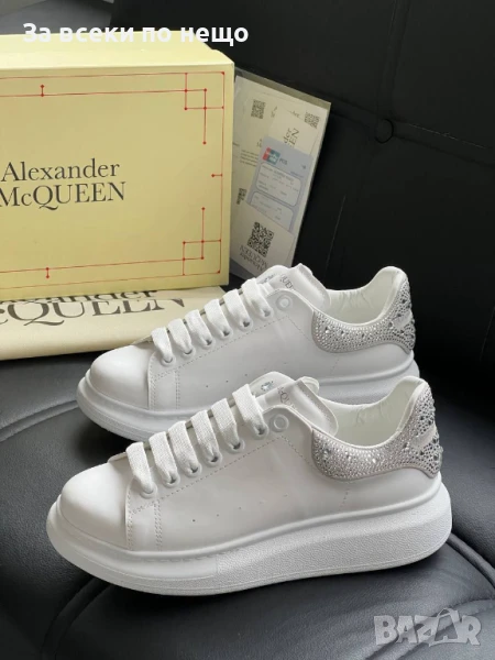 Alexander McQueen Дамски Бели Маратонки С Кристали👟Дамски Спортни Обувки Александър Макуин Код E581, снимка 1