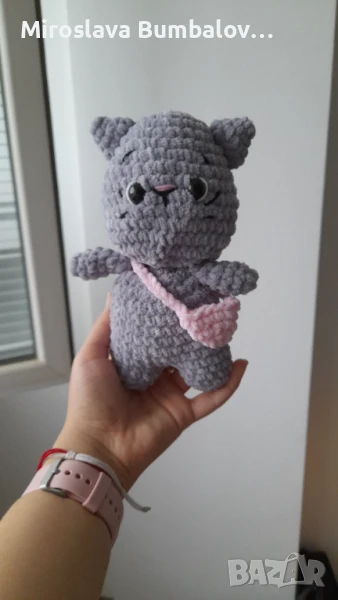 Плетено плюшено коте, снимка 1