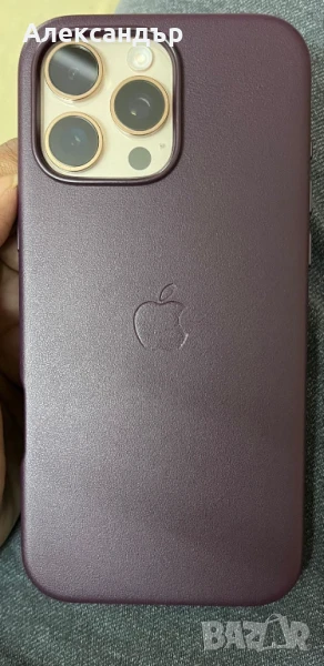 *Оригинал* Magsafe Кожен калъф Алкантара iphone 13 pro цвят Deep Purple, снимка 1