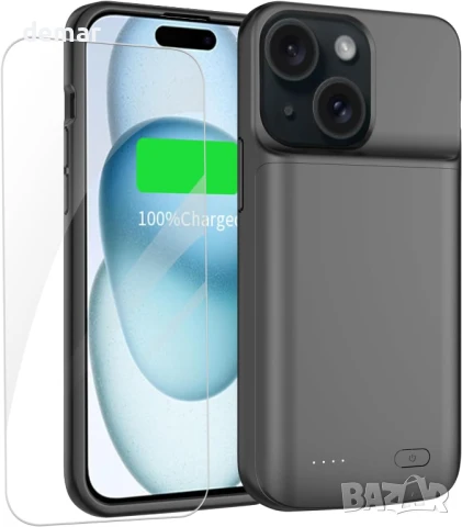 YISHDA калъф с батерия за iPhone 15 (6.1 инча), 7000mAh тънък