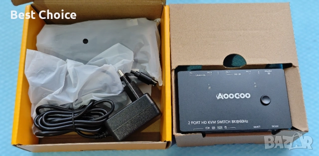 KVM превключвател (switch) AOOCOO 2 Port HD, снимка 3 - Кабели и адаптери - 52715238
