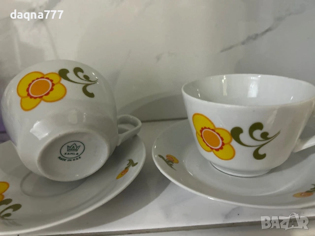 Сет от 2 чаши с чинийки от 70-те години ГДР, снимка 10 - Чаши - 54261641