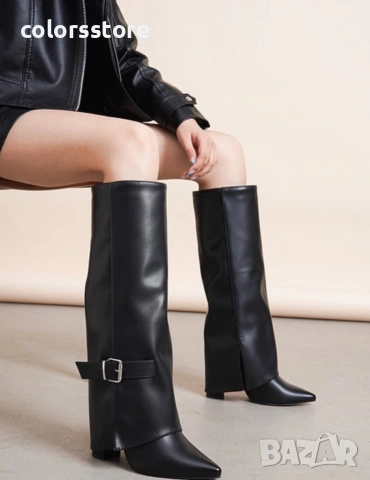Ботуши на ток - черна кожа - KD250

, снимка 2 - Дамски ботуши - 35714934