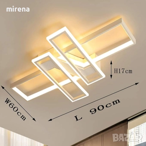 Модерен ЛЕД LED дизайнерски полилей, акрилен панел, дистанционно 214, снимка 4 - Полилеи - 51533420