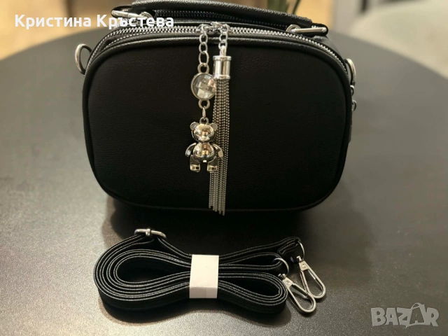 Кожена черна чанта