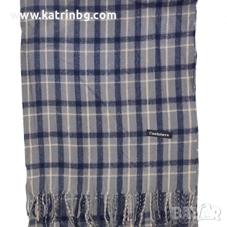 Мъжки шал кашмир каре в сиво и синьо Код на продукта:MSH-09-08