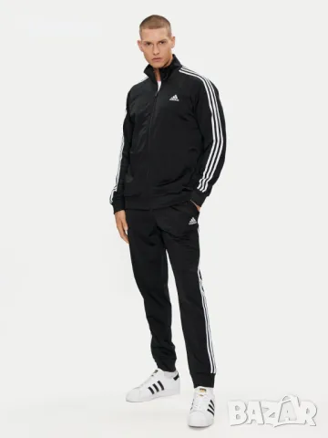 Анцуг, спортен екип комплект Adidas Basic 3-Stripes IC6747 Черен Regular Fit M размер, снимка 2 - Спортни дрехи, екипи - 48475405