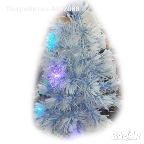 Елегантна елха в бял и син цвят 60 см – Стилна празнична декорация, снимка 3 - Декорация за дома - 52451030