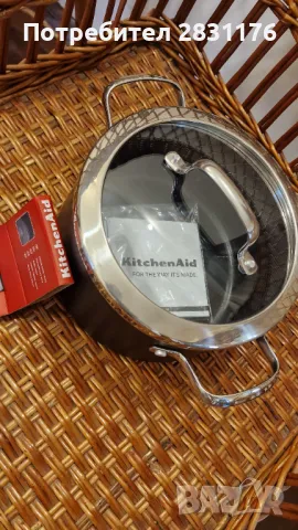 Комплект нови тенджери и тигани Kitchenaid, цвят черен, индукционна технология, снимка 10 - Съдове за готвене - 47636587