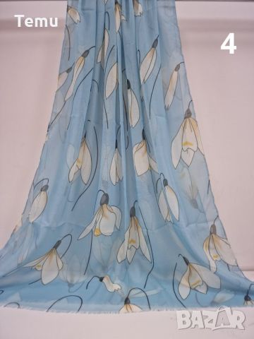 Дамски шал с флорални шарки 1.80х0.90см, снимка 5 - Шалове - 45664234