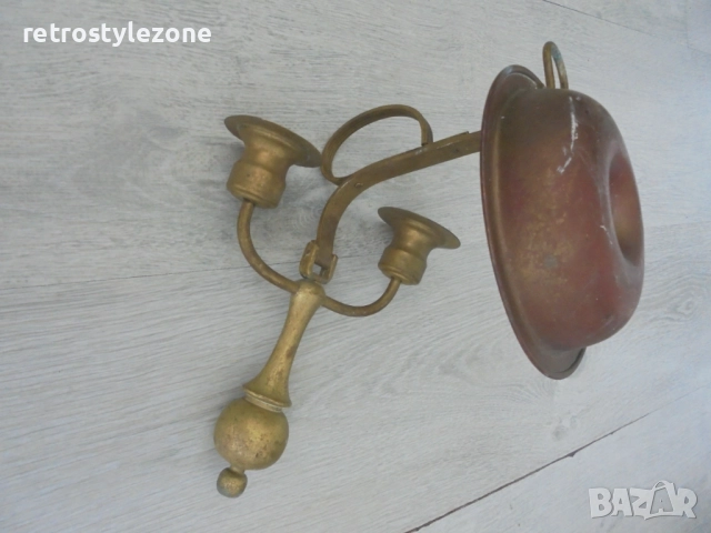 № 8226 Стар корабен свещник с две рамена  , снимка 6 - Други ценни предмети - 51546925