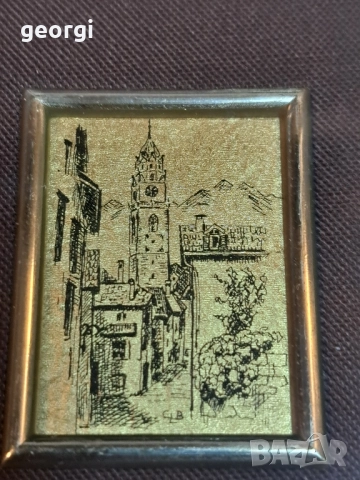 италианска мини картина със златно фолио 22 карата   29/1, снимка 8 - Картини - 52027606