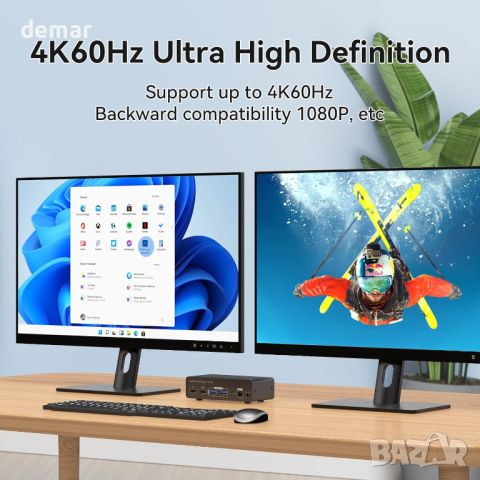 VEDINDUST KVM суич 2 монитора 2 компютъра 4K60HZ HDMI, 4 USB, настолен контролер, снимка 5 - Друга електроника - 45982231