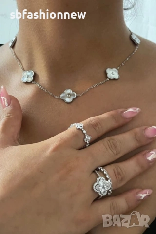 Van Cleef гердан с 5 детелинки, снимка 10 - Колиета, медальони, синджири - 53251382