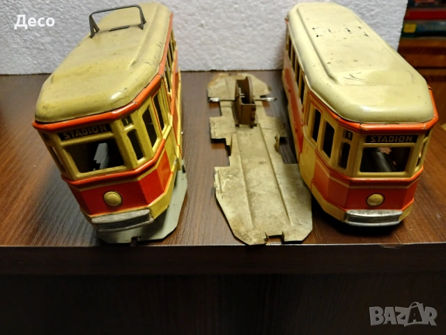 Стари немски тенекиени играчки трамвай., снимка 5 - Колекции - 54181926