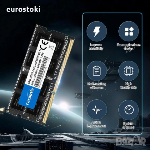 TECMIYO DDR3L 1600MHz 8GB комплект (2x4GB) Ram PC3L-12800S CL11 1.35V/1.5V PC3 12800, снимка 3 - RAM памет - 51546355