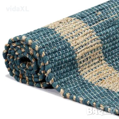 vidaXL Ръчно тъкан килим от юта, син, 160x230 см（SKU:133736）, снимка 6 - Килими - 48594665